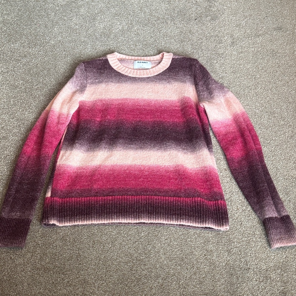 Old Navy Pink and Purple Striped Sweater Women’s size medium